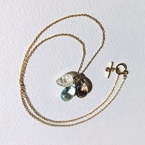 Multi Gemstone Dangle Pendant and Necklace  Gold Plate Sterling